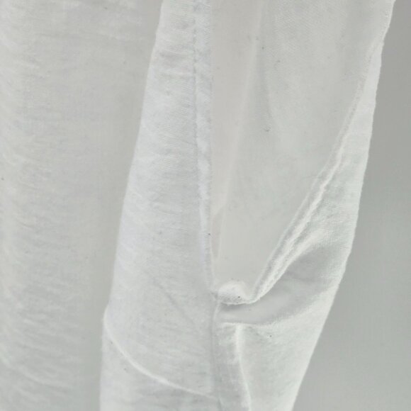 White Embroidered V-Neck Gauze Blouse - Picture 11 of 13